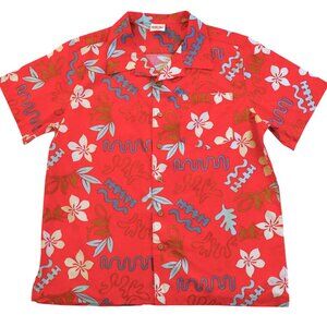 vtg 70s BAREFOOT IN PARADISE Tropical floral print shirt sz M